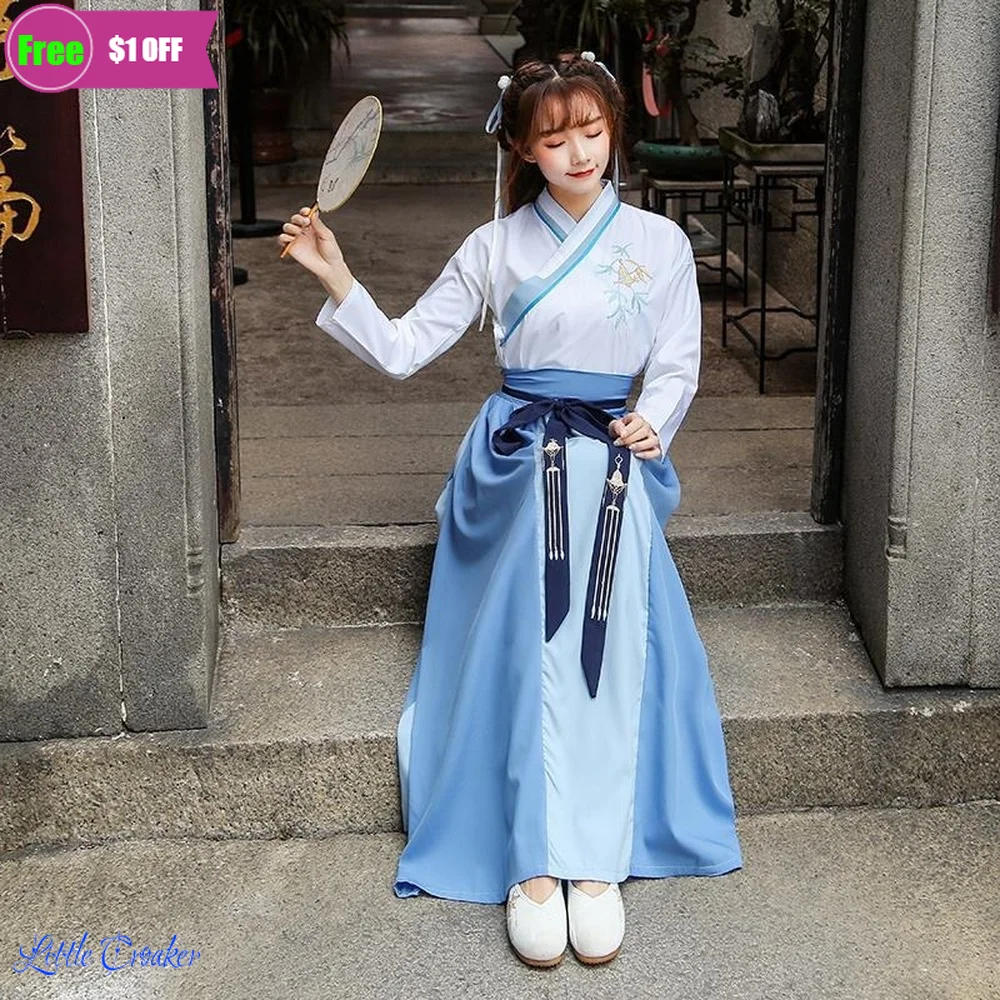 

Hanfu Women Improve Chinese Style Ancient Costume Han Long Skirt Fairy Students Wear Traditional Chinese Clothing for Women