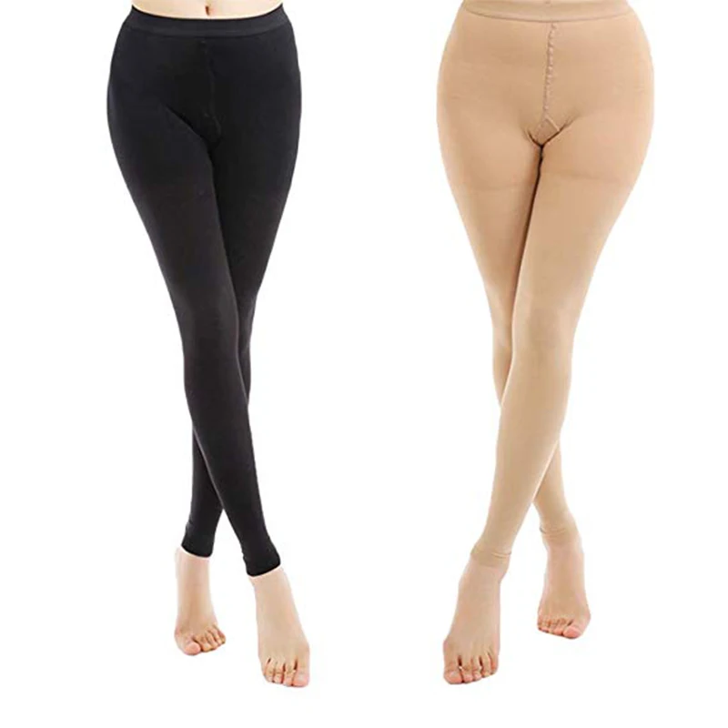 

Legbeauty 15-21mmHg Footless Medical Compression Pantyhose Stockings for Women Opaque Varicose Veins Pressure Socks Size S-5XL