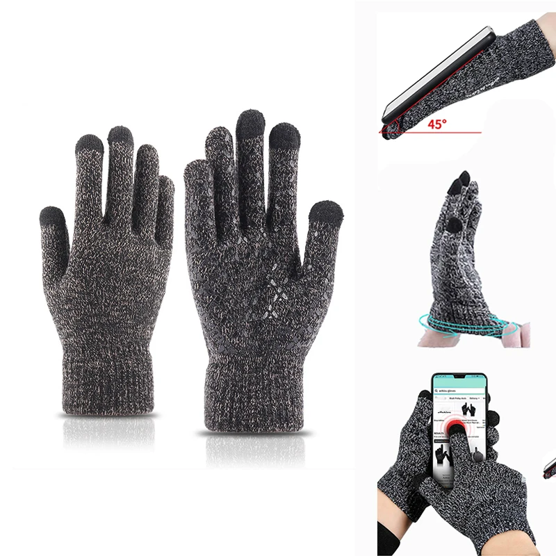 

Touch Screen Winter Gloves for Unisex Anti-Slip Cold Weather Warm Gloves Thermal Soft Knit Lining with Elastic Cuff