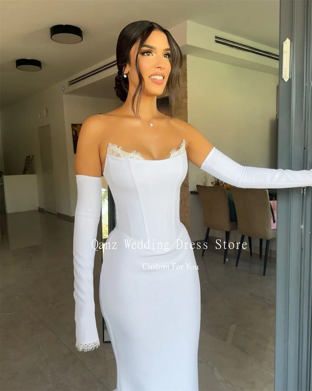 Qanz Элегантные свадебные платья по индивидуальному заказу с длинными рукавами и
