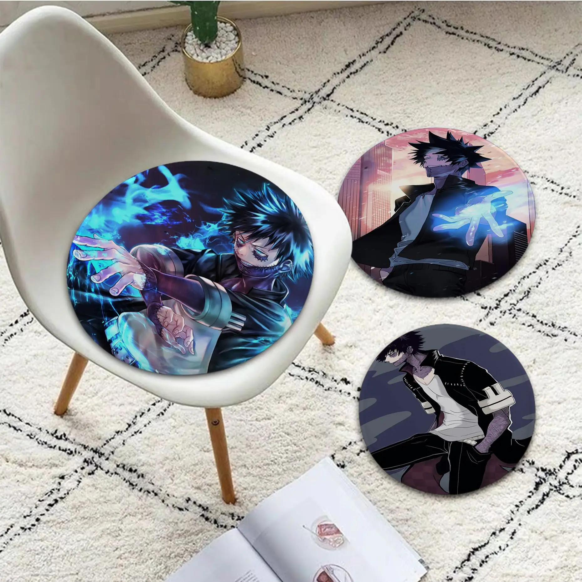 

My Hero Academia Dabi Tie Rope Fabric Cushion Non-slip Living Room Sofa Decor Students Stool Tatami Office Stool Seat Mat
