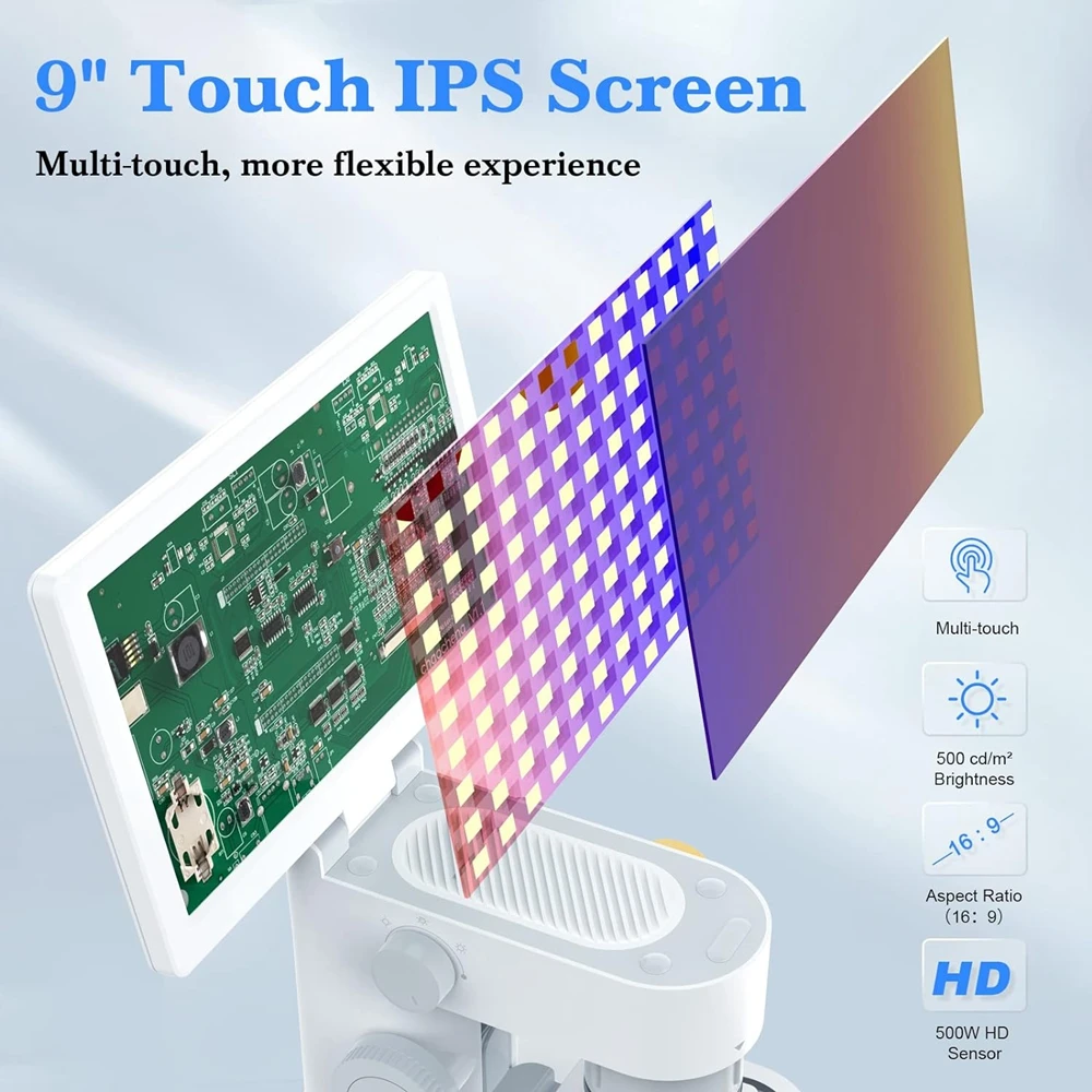 Цифровой Биологический микроскоп 1600X сенсорный экран оптический объектив