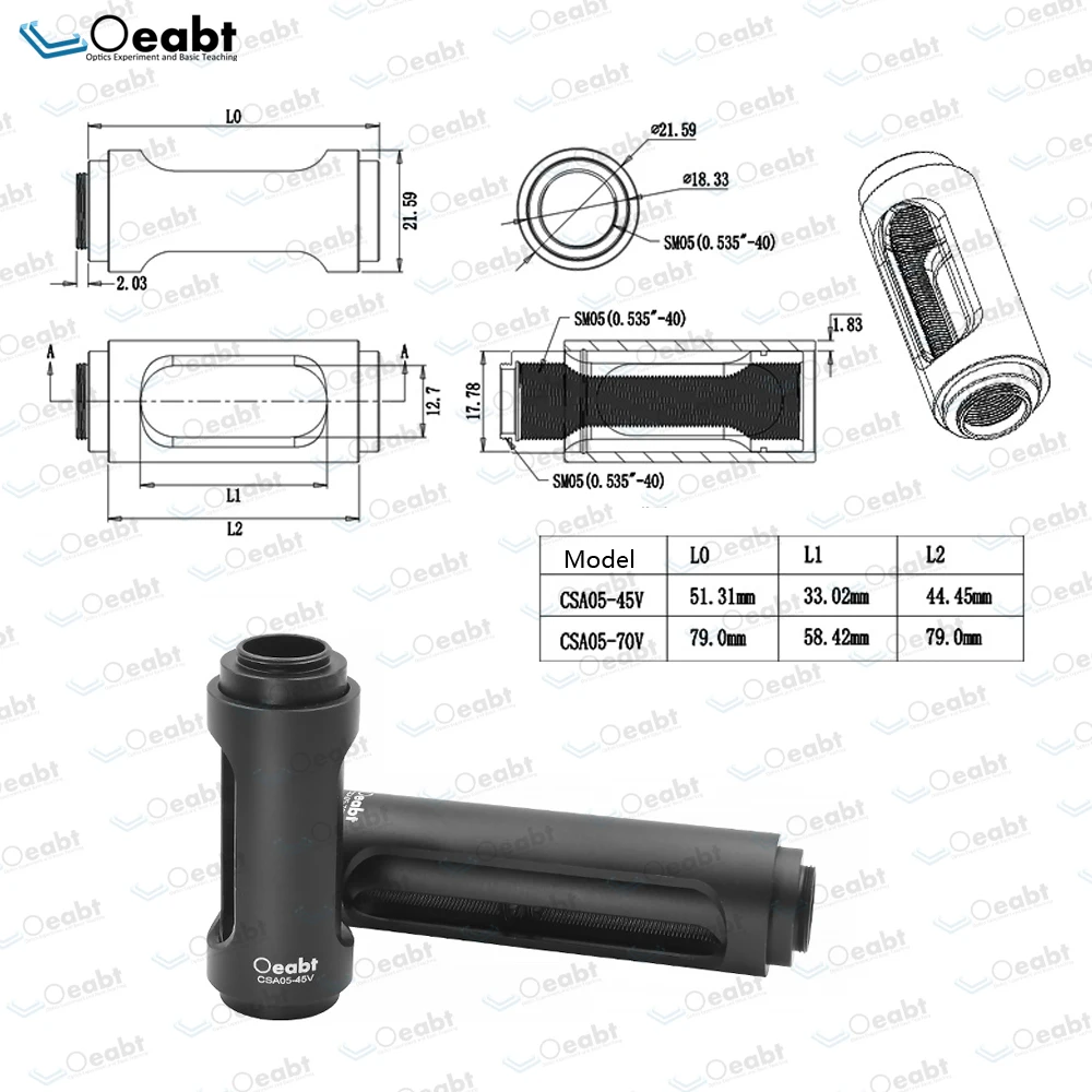 Фотолюминесцентная трубка для объектива видовая совместимая с резьбовыми