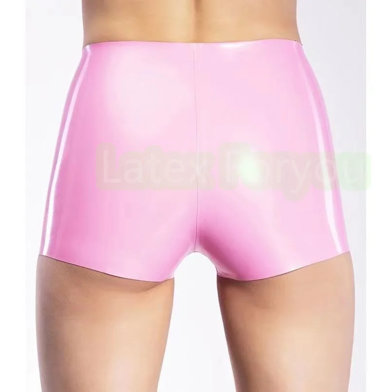 100% натуральный латекс Шорты Брюки без молнии Облегающие сексуальные боксеры на