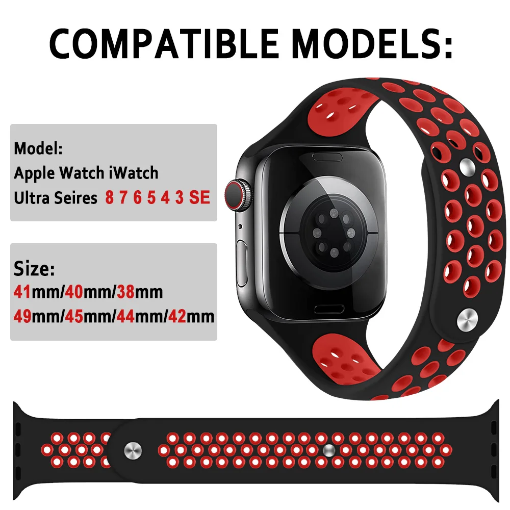 Фото Силиконовый ремешок для Apple Watch band 44 мм 45 мм 41 мм 40 мм 49 мм 42 мм 38 мм 44 45 мм, браслет для iWatch series 7 3 4 5 6 se 8 Ultra Band №5