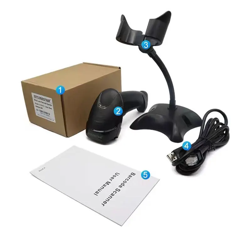 

High Scan Speed 1D&2D USB Cable Scanner with Self-induction Supermarket Express Delivery Barcode Reader With Stand