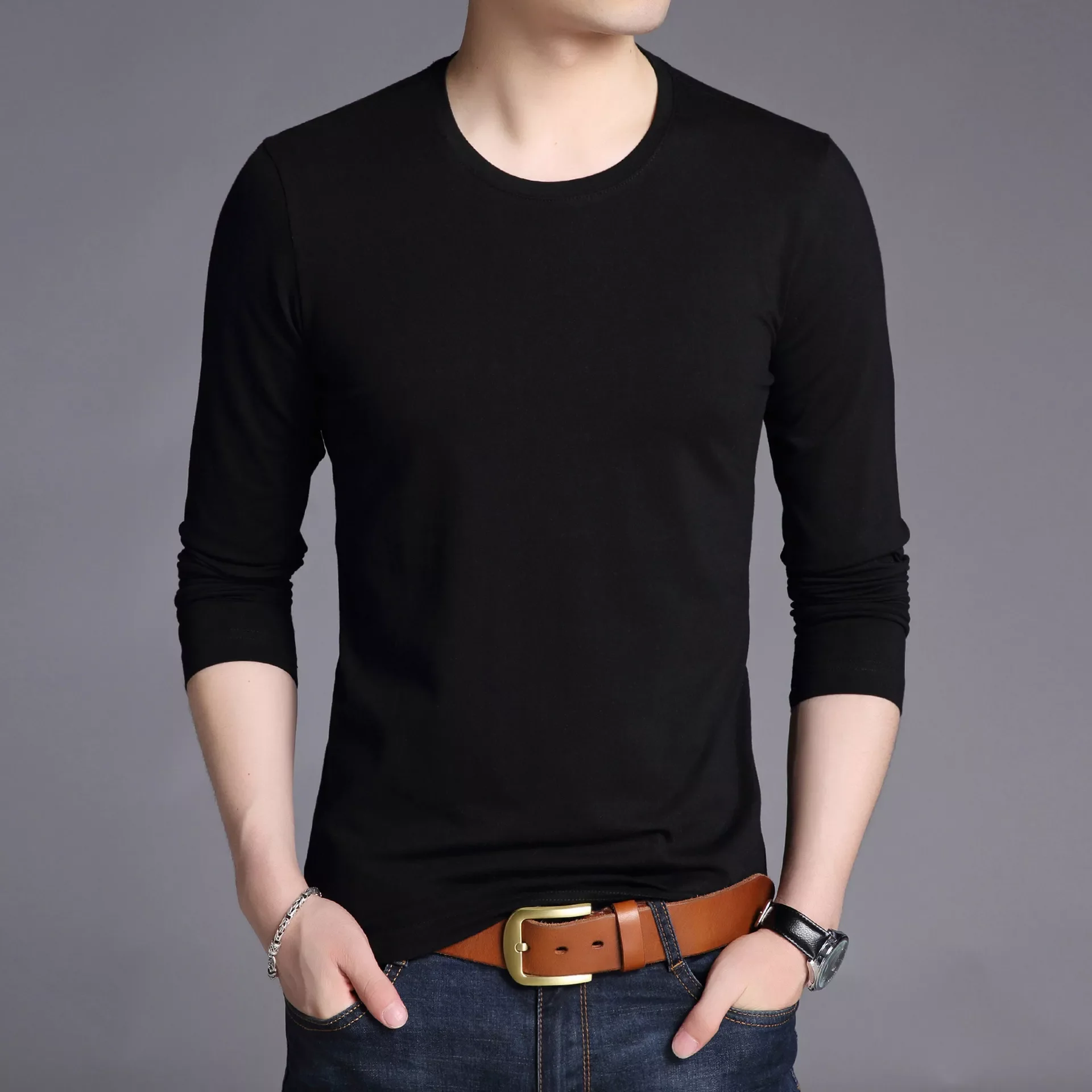 

2022NEW Shirt New Men's Clothing Men's Jacket Youth Spring Long Sleeve Casual Round Neck Men's T-shirt New Fashion O