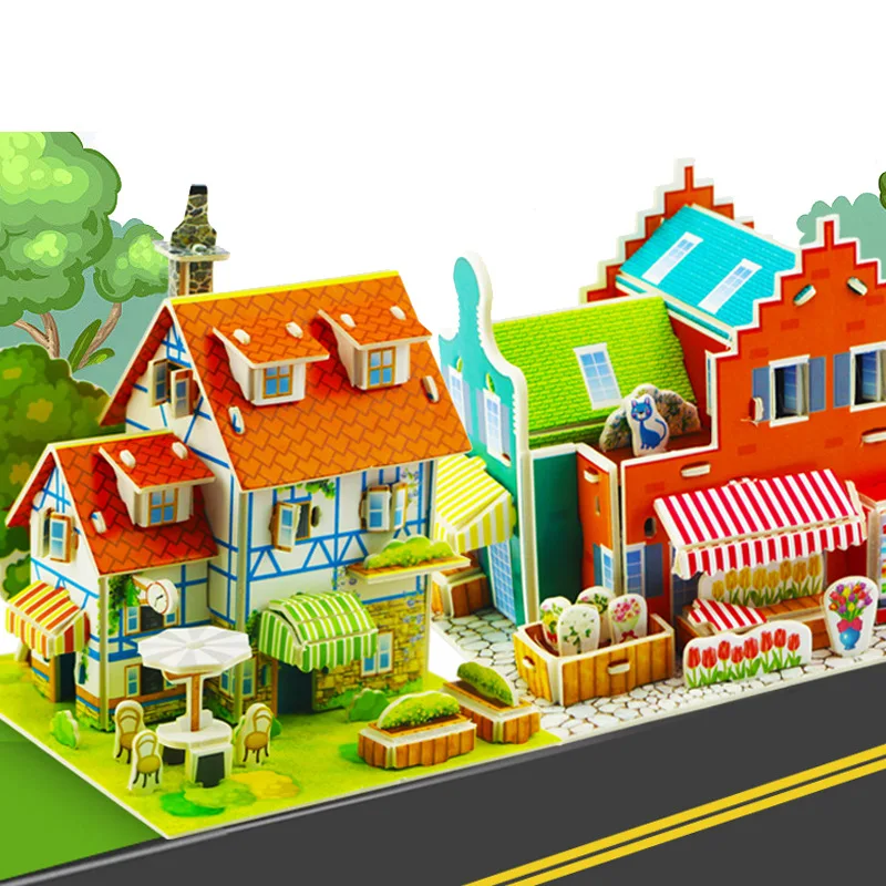 

Disney Children's 3d Ground Stall Stereo Puzzle Puzzle DIY Handmade House Car Model Assembling Early Education Building Blocks