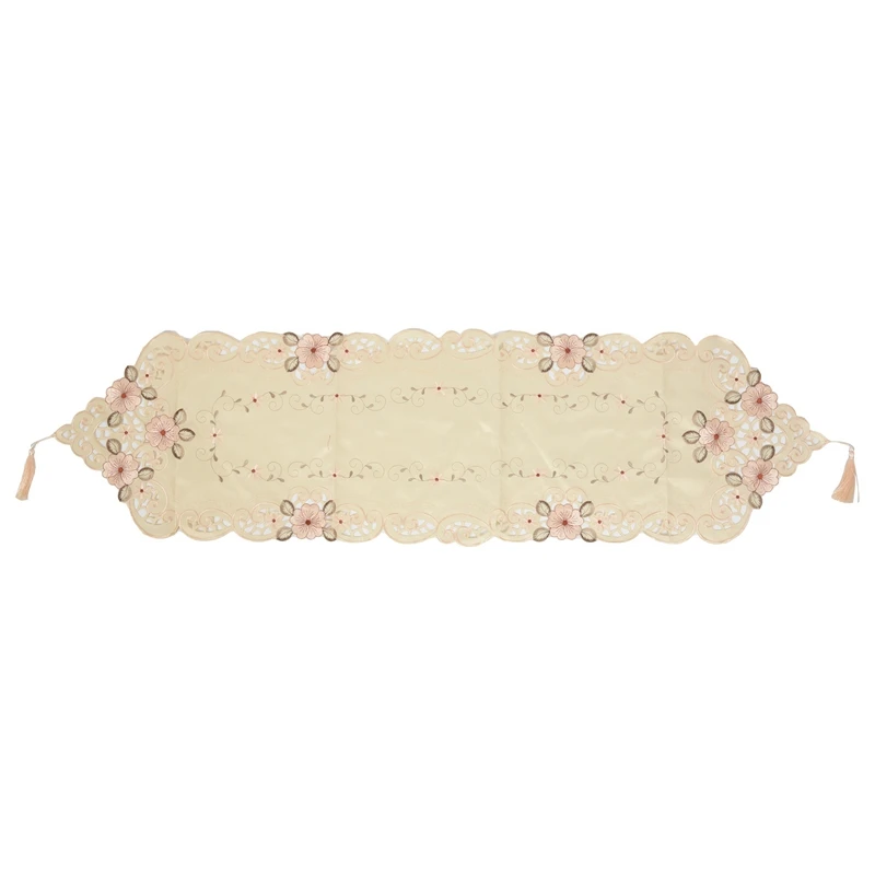 

New Table Runner Embroidered Floral Table Cloth Pattern: 2 Flower Size:40X150cm