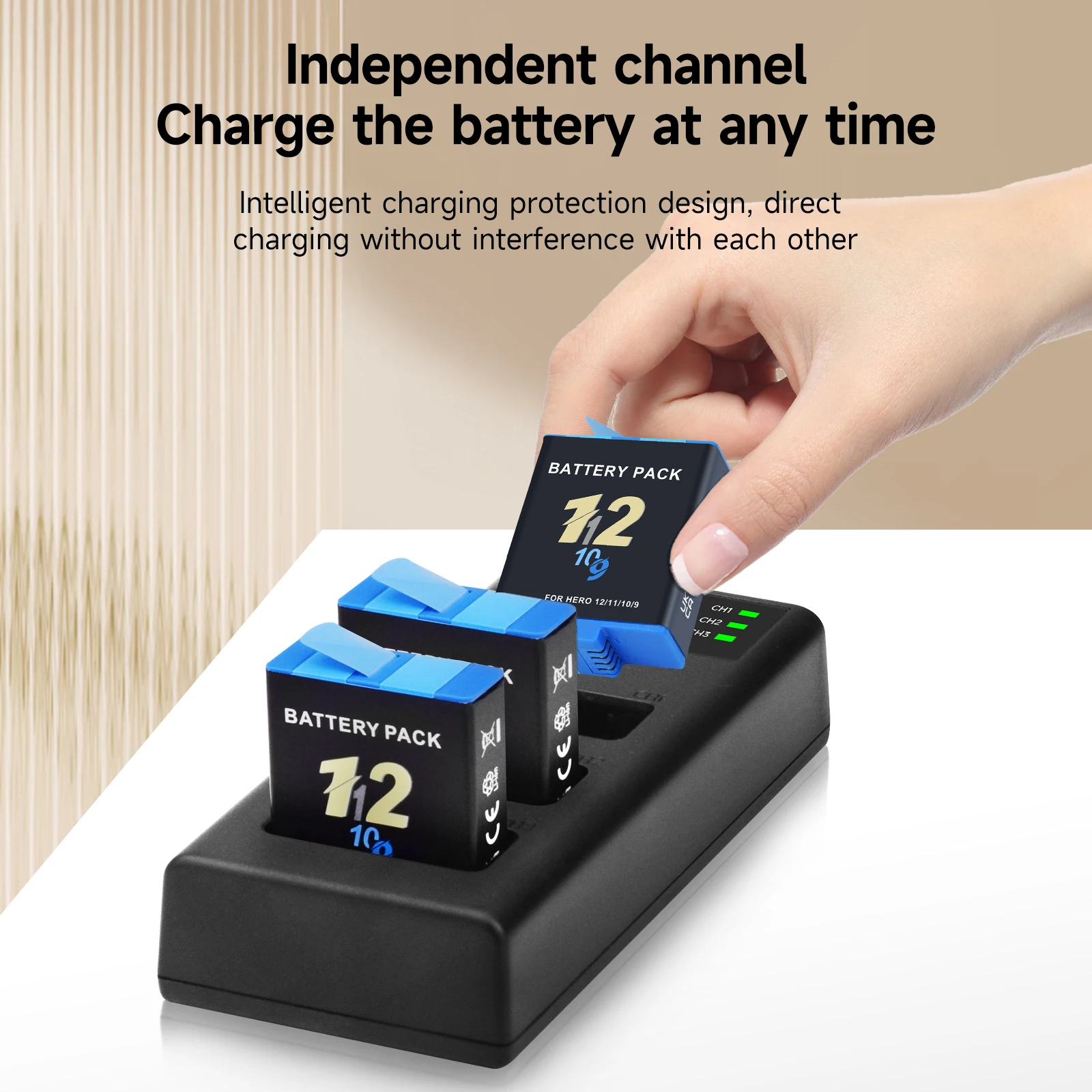 Аккумуляторная батарея Palo 3 85 В 2000 мАч для GoPro подходит 12/11/10/9 аккумуляторы камеры