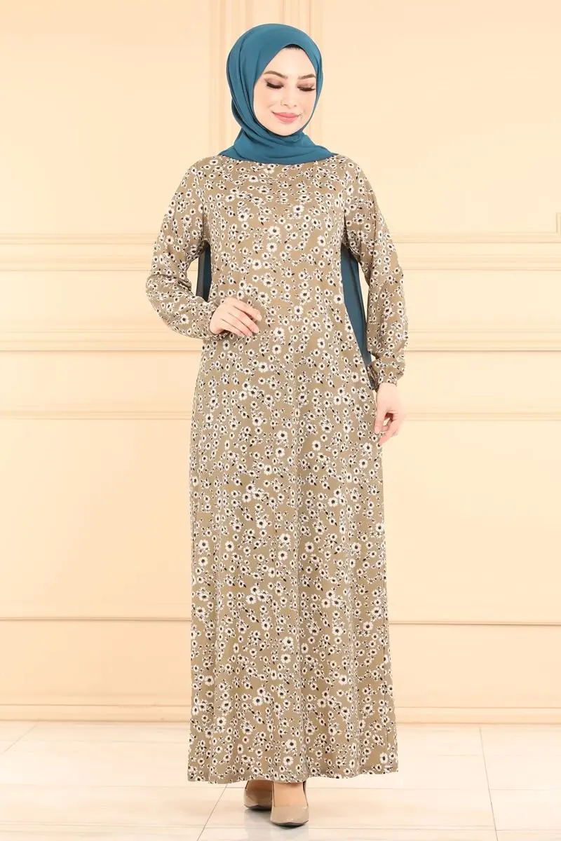 

Платье-хиджаб с цветочным принтом, новинка 2022, модные мусульманские повседневные Костюмы, хиджаб