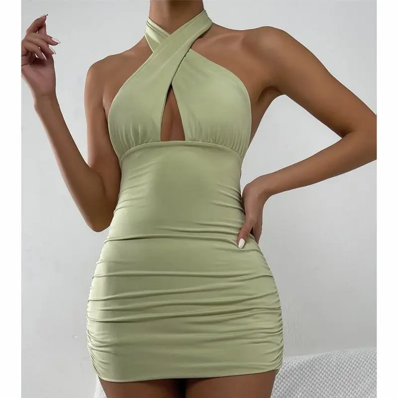

2022 летнее женское сексуальное блестящее светло-зеленое Бандажное платье, женское стрейчевое облегающее мини-платье для вечевечерние