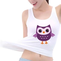 cute owl pattern print tank top womens yoga sports workout sleeveless tops gym fitness vest