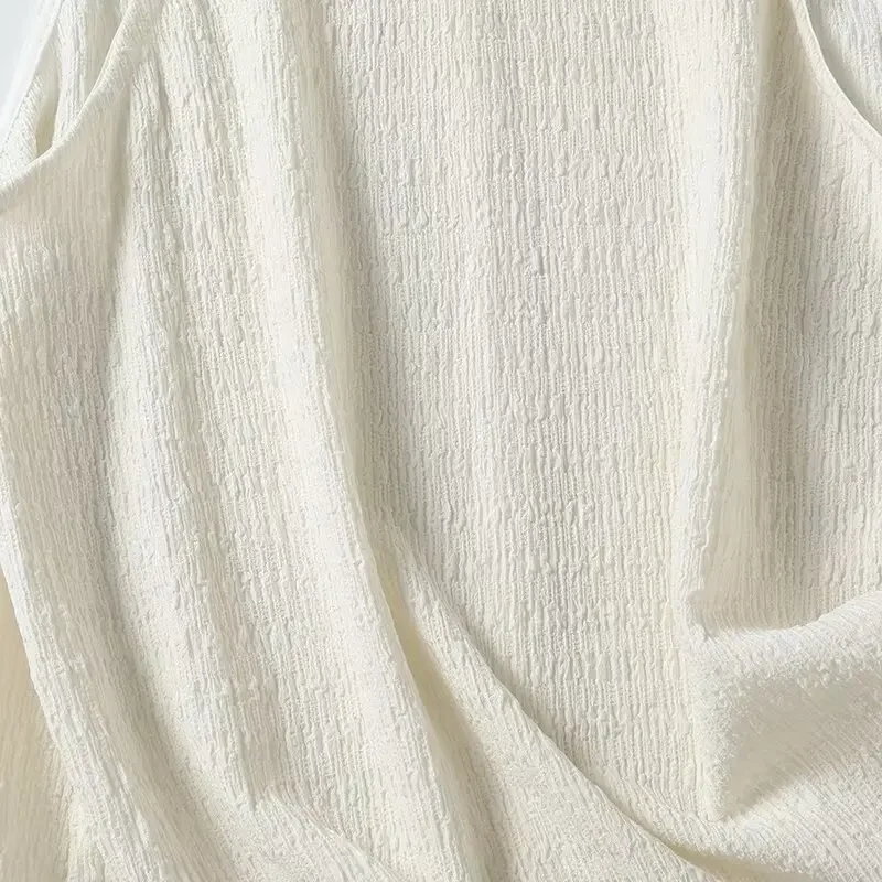 Новая женская мода дизайн с разрезом сзади повседневная текстура футболка