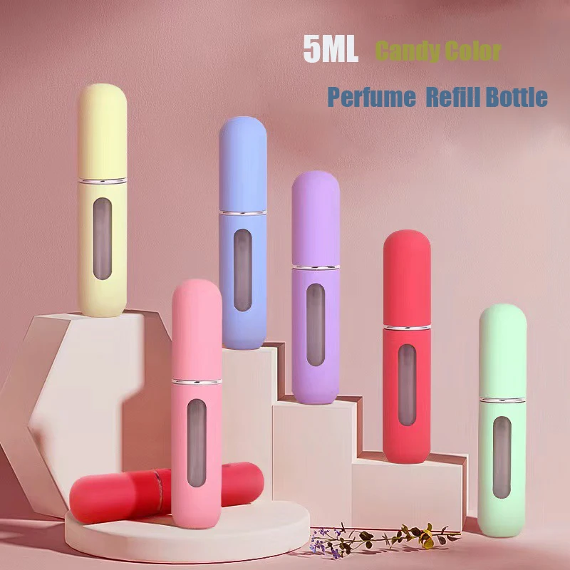 

5ml Perfume Refill Bottle Candy Color Refill Bottle Liquid Sub-Bottling Fine Mist Spray Mini Containers Atomizer Travel Portable