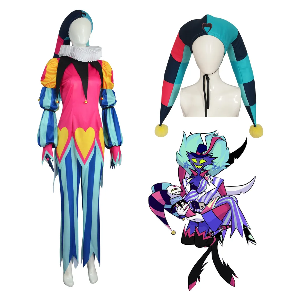 Аниме Fizzarolli косплей костюм для взрослых женщин униформа топ брюки шаль шляпа