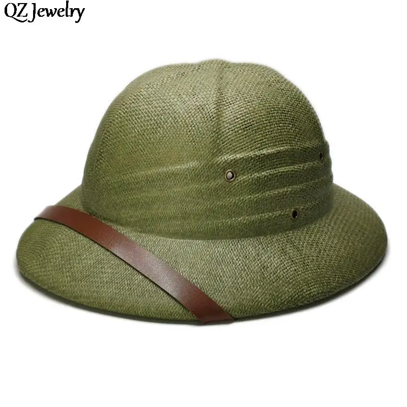 Fashion Vietnam War Army Hat Women Men British Explorer Straw Helmet Summer Boater Bucket Sun Hat Unisex Jungle Miners Cap