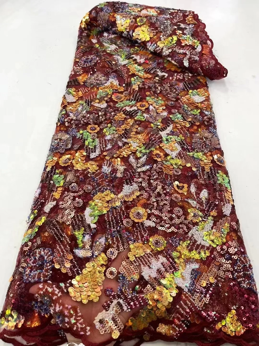 

Luxurious African Heavy Beaded Groom Lace Fabric 2023 High Quality Nigerian Sequins French Tulle Fabric Material Sewing