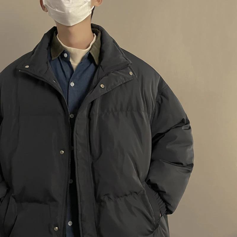 Winter Jacket Men Warm Fashion Brown Black Thicken Jacket Men Streetwear Dress Korean Loose Thick Short Coat Mens Parker Clothes