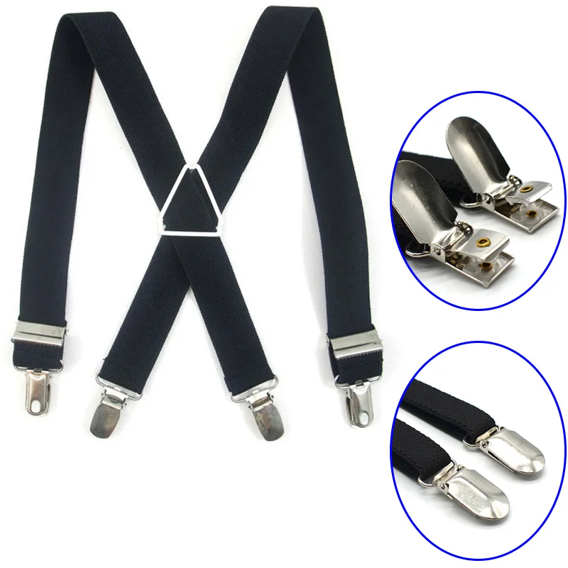 

Unisex Adult 4 Clip Cross Strap Fashion Bib Pants Elastic Suspenders Braces 2.5cm X110cm British Style Bib Pants Suspenders