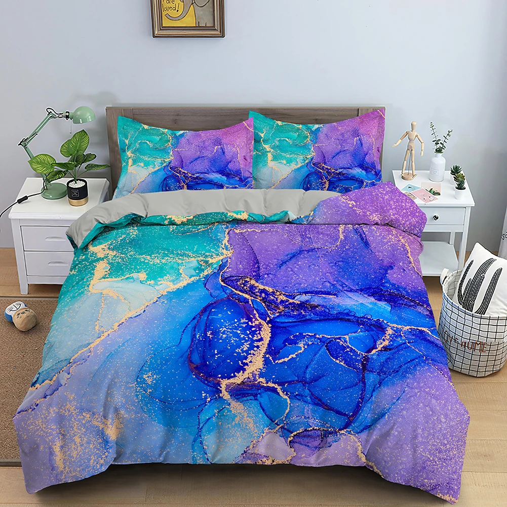 

Color Marble Bedding Set Geometric Duvet Cover Nordic Style Duvet Cover Set Polyester King Size Quilt Cover And Pillowcase