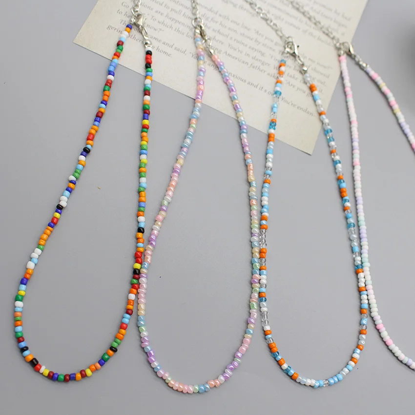 

Simple Seed Beads Choker Women Korean Fashion Charm Colorful Handmade Boho Collar Chain Neck Necklace Femme Jewelry Gift