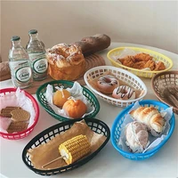 1pc plastic basket french fries plate snack dishes nontoxic oval kep fast food tray restaurant bar chips hamper