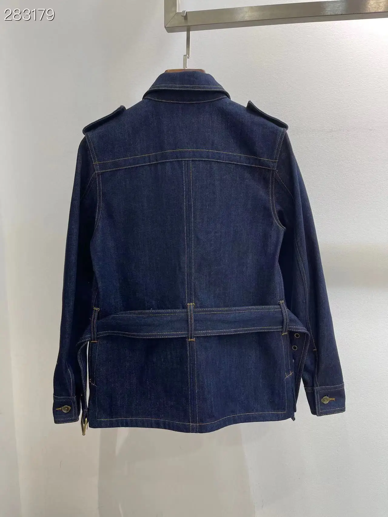 

Fyion 2022 Runway Long Sleeve Collect Waist Denim Women Jacket Solid Slim Fashion Elegant Office Work Jacket