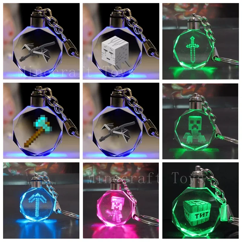 Фото Рюкзак Minecraft «Мой мир» с LED-подсветкой, цветной кулон, меч, топор, крипер, брелок, светящаяся игрушка, кукла, Стив, Энд, Шэдоу, игрушки, подарок на день рождения №1