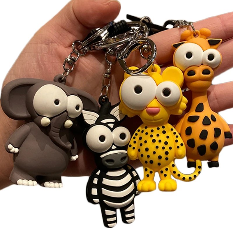 

Adorable Cartoon Keychains Cute Big Eyes Amimal Key Chain Funny Giraffe Elephant Car Key Rings Pendant Decoration for Bags Gifts