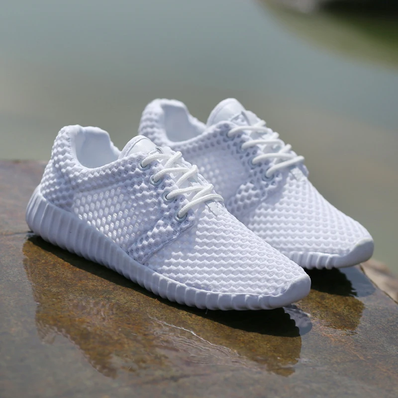 Breathable Running Shoes Women White Non-slip Mesh Sneakers Outdoor Lace-up Tennis Fashion Sports Shoes Free Shipping Size 35-43