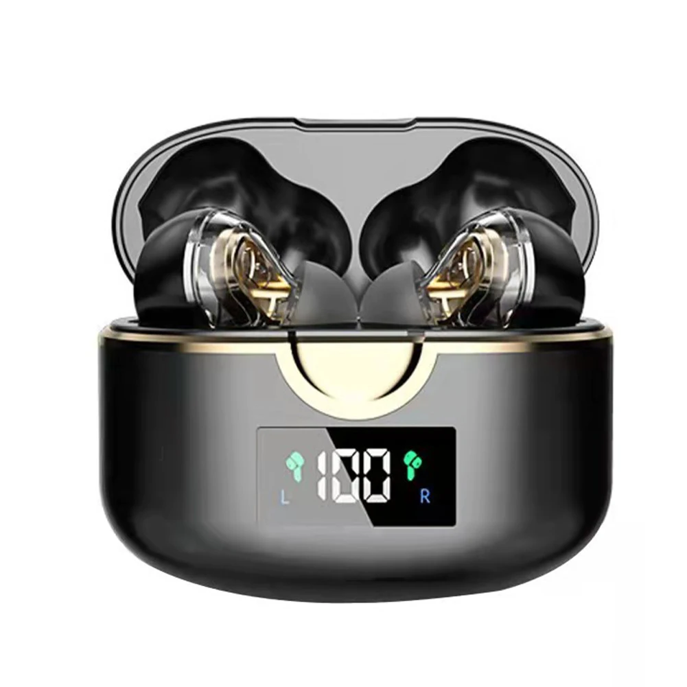 

Charging Case With Ear Cap Wireless Earphone LED Display Auto Pairing Music Lightweight Compatible Noise Cancellation
