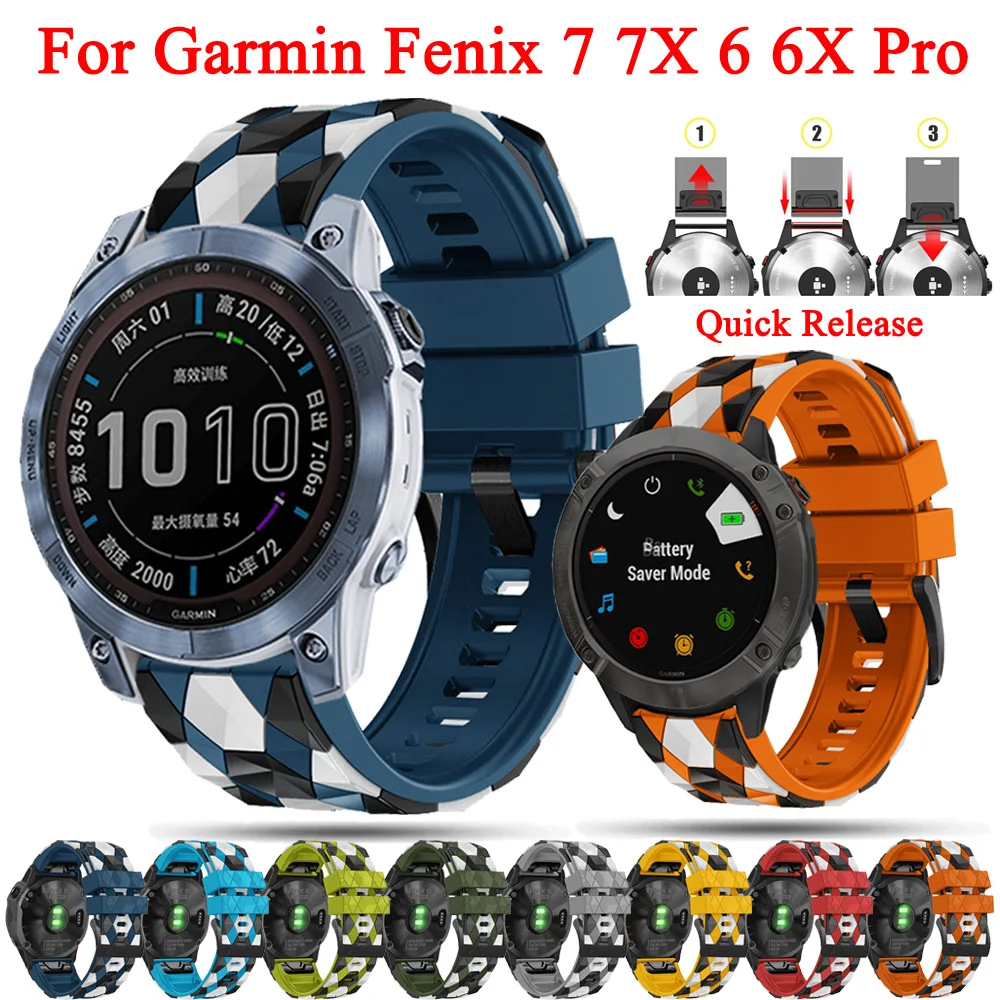

22 26mm Silicone Quick Release Wristband For Garmin Fenix 7 7X 6 6X Pro 5 5X Plus Enduro 2 EPIX Watches Strap Bracelet Correa