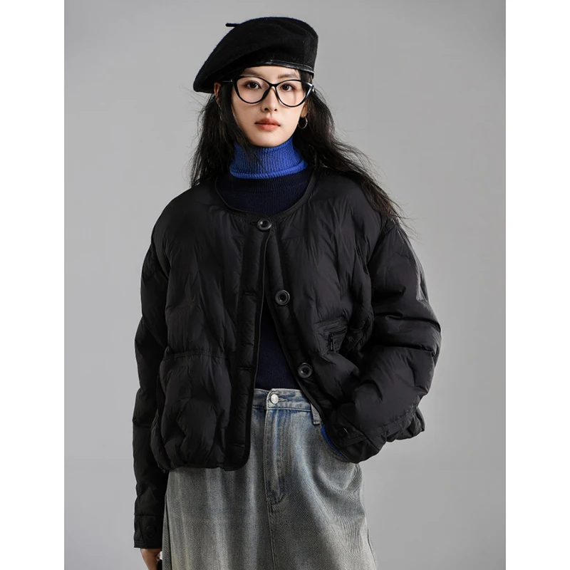 Художественный легкий короткий 90 белый утиный пуховик женский 2024 зимняя