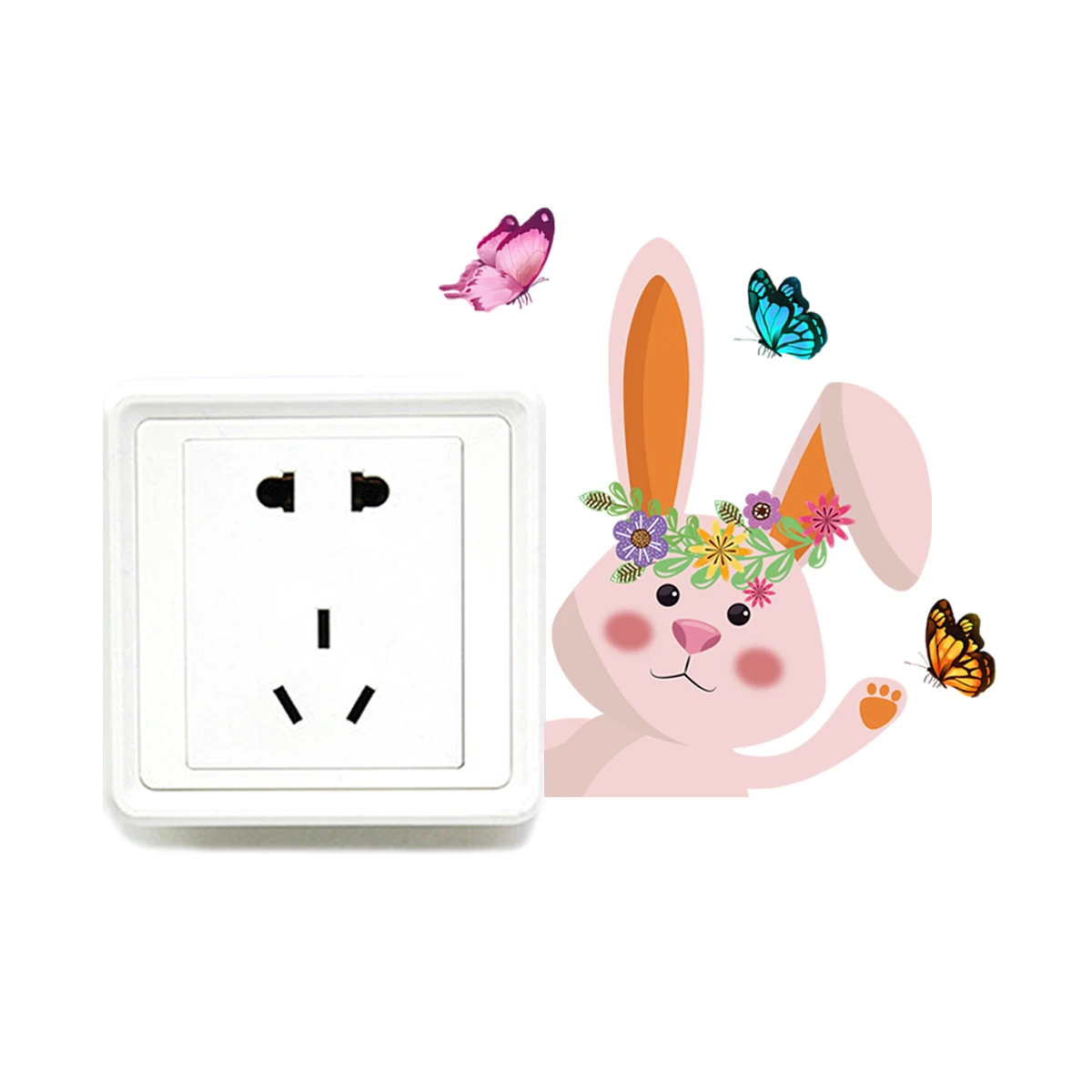 

Easter Colored Bunny Butterfly Wall Sticker Switch Sticker Living Room Decorative Wall Sticker From Stick Wall Stickers