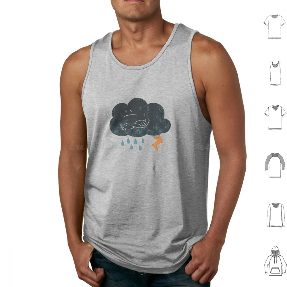 

Sombre Weather Tank Tops Vest Sleeveless Cloud Rain Lightning Weather Mood Negative Cute Mondays Bad Emotions Emotional Sad
