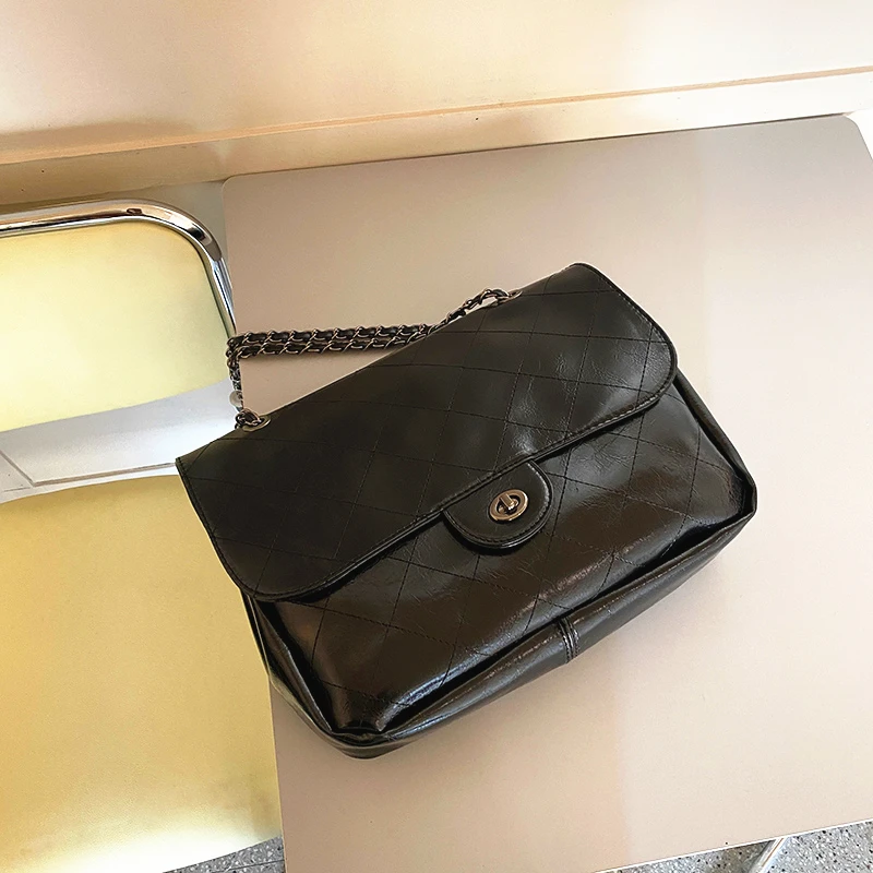 Chain Strap Crossbody Bags For Women Fashion Designer Handbags Female Messenger Bags Plaid Pu Leather Women Chain Shoulder Bag