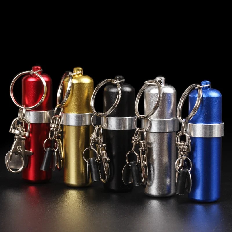 Mini portable 1 Piece Stainless Steel Fuel Canister kerosene oil FLUID can with key chain for lighters fuel pot for outdoor