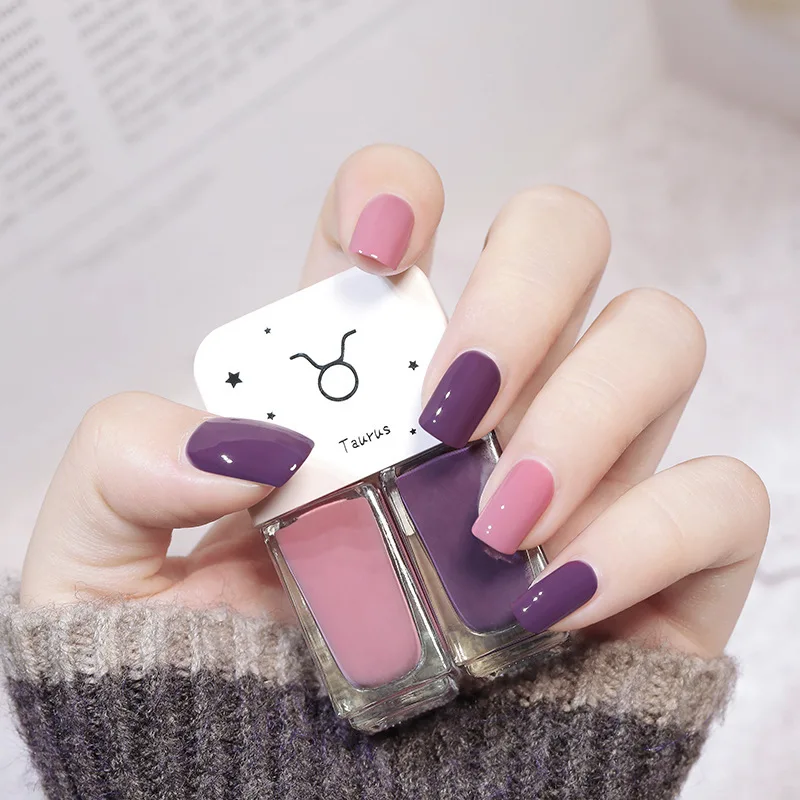 

Two Bottles Gel Nails Polish Set Waterborne Shiny Quick Drying No Bake Normal Nail Polish Combination DIY 2 In 1 Nail Art Gel