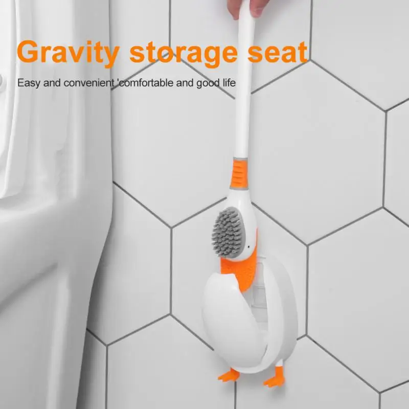 

Щетка для чистки с длинной ручкой, силиконовая щетка с держателем, чистящая щетка без мертвых углов, милые щетки для туалета, чистящие аксессуары, гигиенические