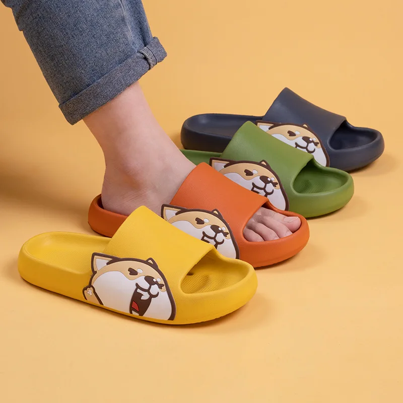 

Female Summer Indoor Eva Slippers Fashion Cartoon Household Bathroom Thick Bottom Sandals for Men women Casual Flat Shoes