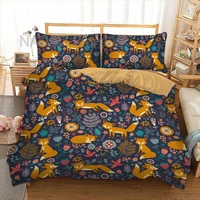 cartoon fox bedding set smile foxes print duvet cover pillowcase twin queen king size bedclothes quilt cover 3pcs home textiles