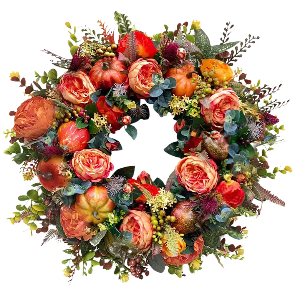 

Wreath Door Leaf Maple Artificial Hanging Front Fall Garland Autumn Thanksgiving Leaves Flower Party Decoration Eucalyptus