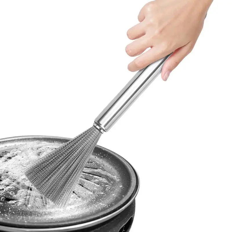 

Щетка из нержавеющей стали для кастрюль, высокоэластичная стальная Щетка с тонкой щетиной для кастрюль и сковородок