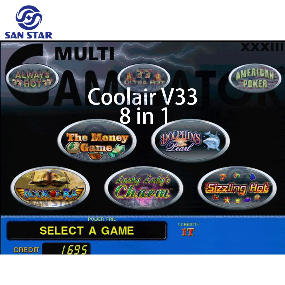 Coolair 8 en 1 Gaminator 2 V33 материнская плата со слотом SKILL аркадная игра PCB игровая машина с