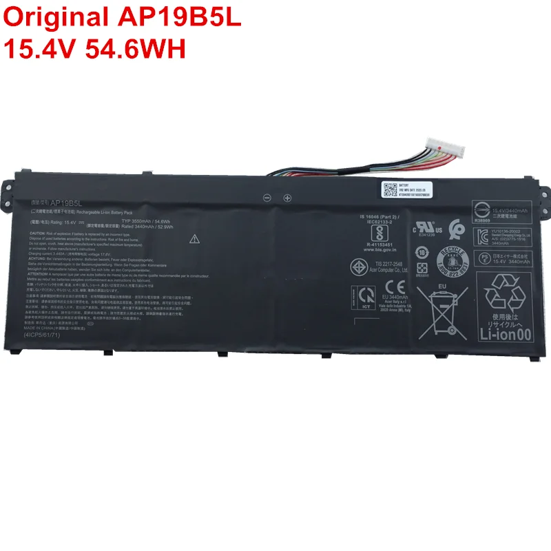 

15.4V 54.6Wh 3550mAh Genuine AP19B5L Lithium Battery for Laptop For Acer Aspire 5 A515-43 Sf314-42 SP314-21N-R5FR Vero AV15-51