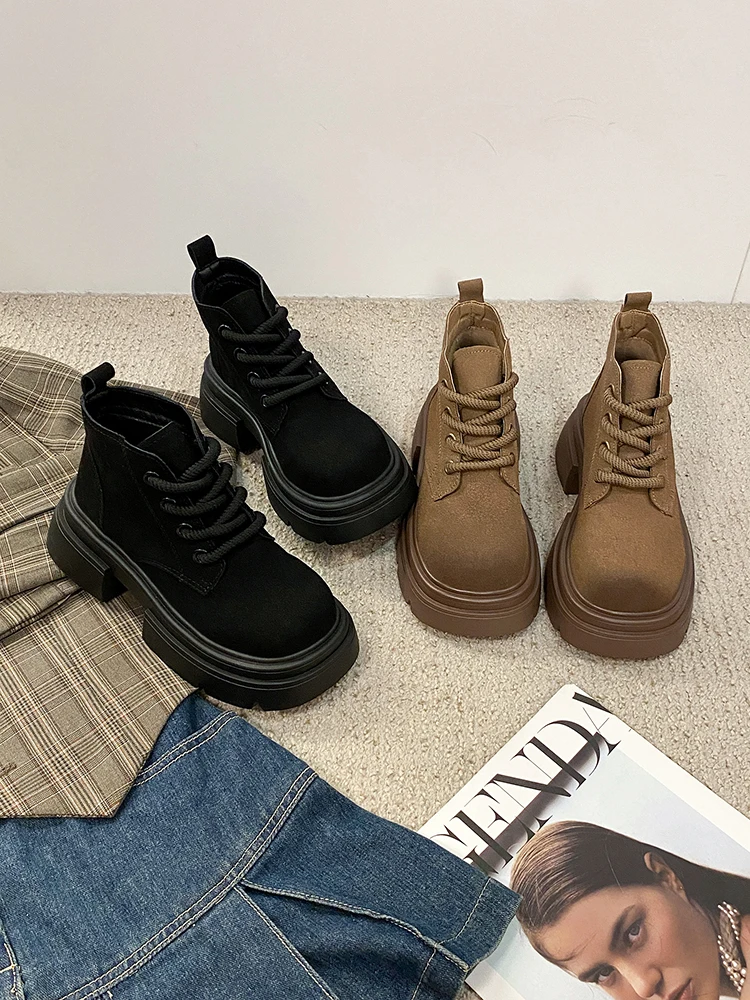 

Ботинки Lolita зимняя обувь для женщин сабо на платформе на плоской подошве со шнуровкой и круглым носком-женские роскошные дизайнерские сапоги на высоком резиновом каблуке 2023