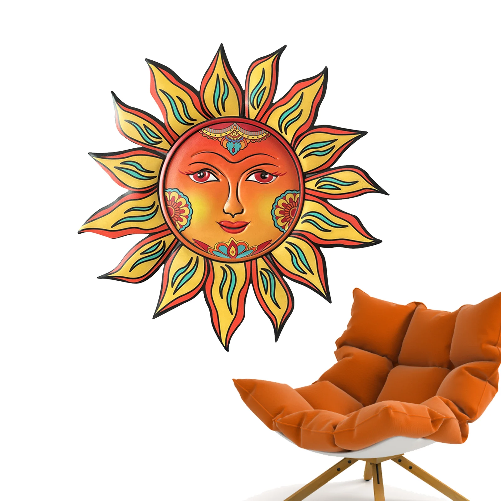 

Metal Sun Wall Decor Outdoor Sun Face Iron Outdoor Wall Decor With Hook 3D Sun Face Wall Art Decorations For Garden Patio Fence