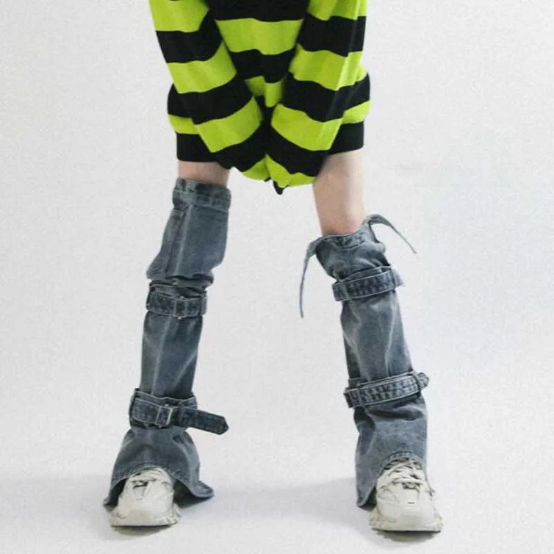 Fashion Wide Leg Jeans Baggy Legs Warmer Womens High Waist Aesthetic Female Girls Denim Capris Pants Jean Mom Jeans Trousers