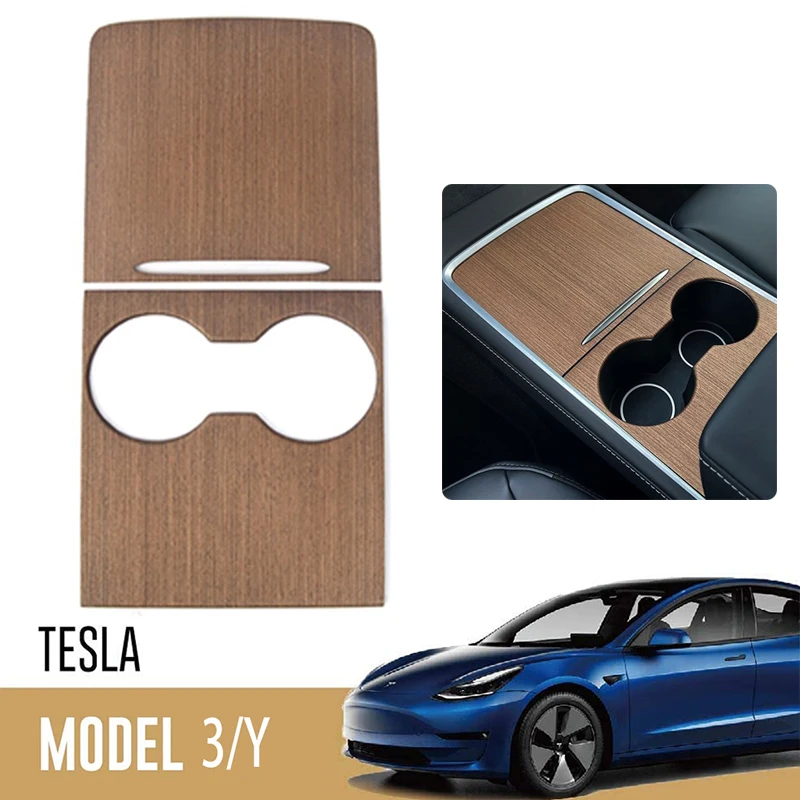 

Model Y Car Central Control Panel Protective Wood Grain For Tesla Model 3 2021 Accessories Carbon Fiber ABS Patch Three